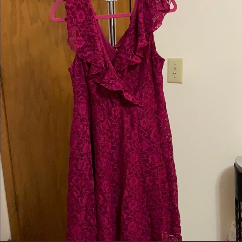 Burgundy ruffled dress